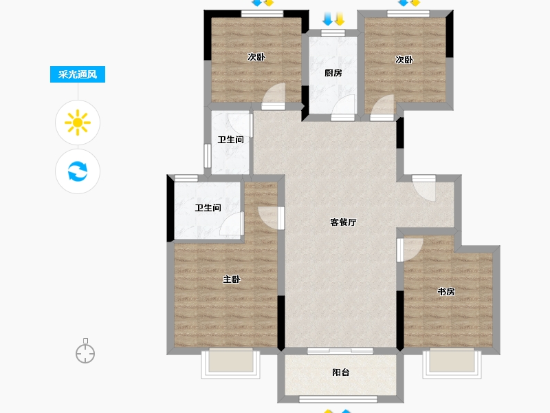 江苏省-徐州市-玫瑰园-100.00-户型库-采光通风