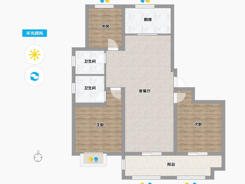 江苏省-徐州市-睢宁东城名郡-96.00-户型库-采光通风