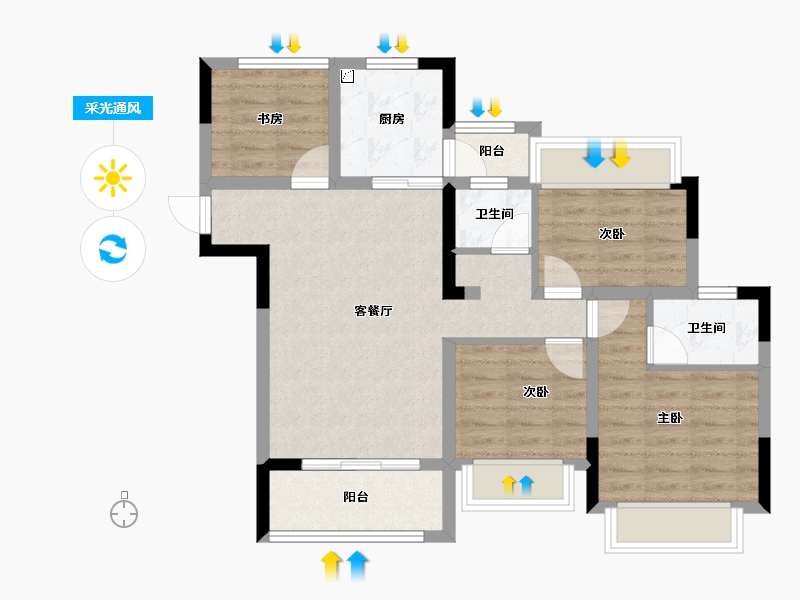 四川省-成都市-富元君庭-73.21-户型库-采光通风