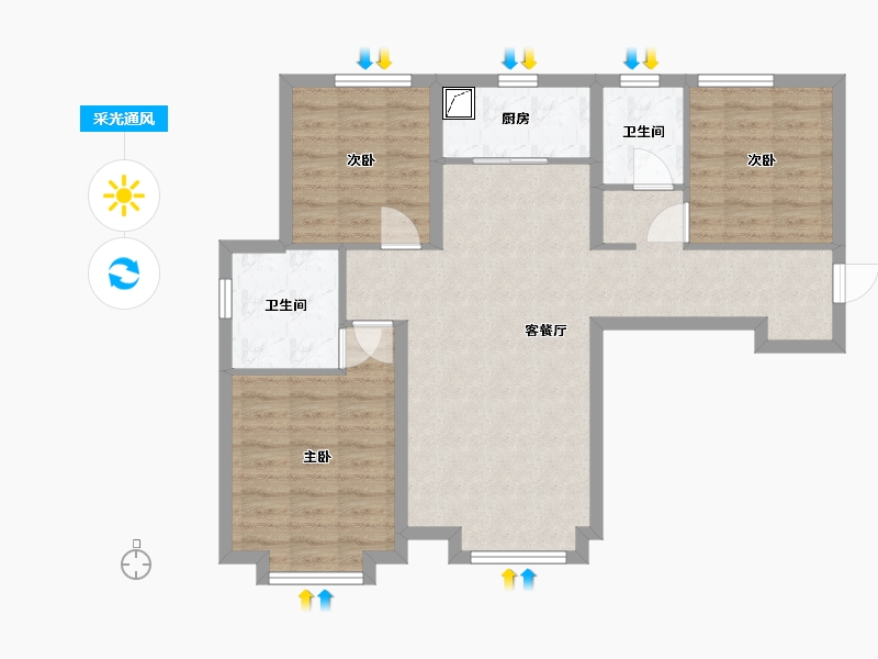 新疆维吾尔自治区-乌鲁木齐市-领地天境云著-92.50-户型库-采光通风