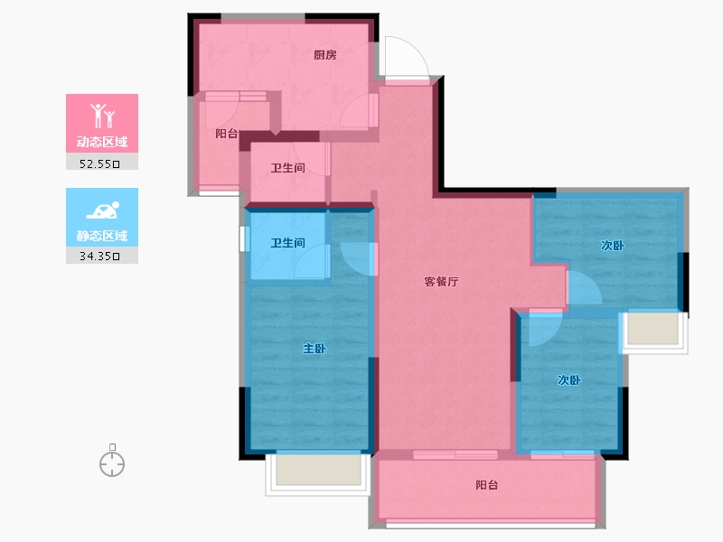 重庆-重庆市-金科南山-76.04-户型库-动静分区