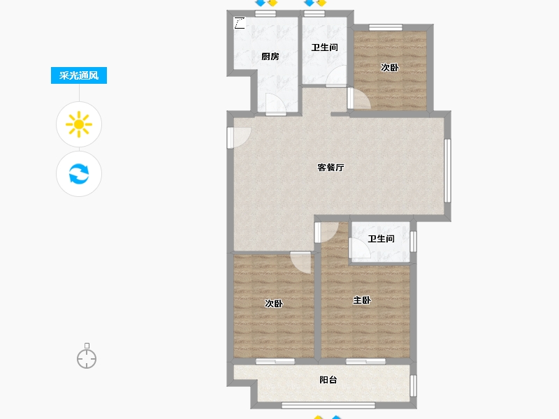 江苏省-徐州市-光明泉城熙悦-96.45-户型库-采光通风