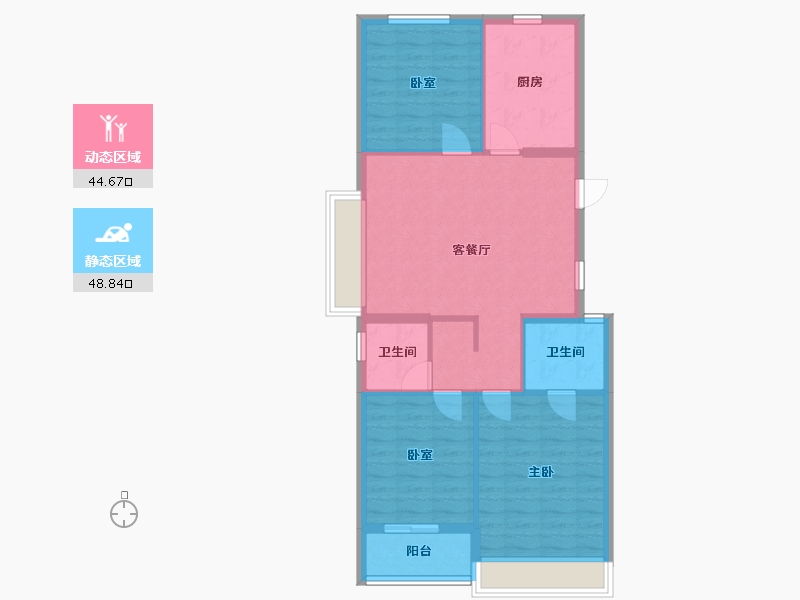 浙江省-杭州市-牧云里-90.00-户型库-动静分区