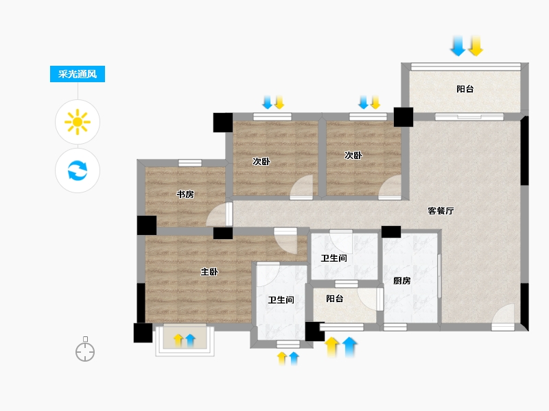 四川省-成都市-正坤悦澜庭-77.80-户型库-采光通风