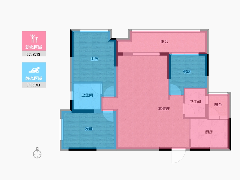 重庆-重庆市-中核天玺一品-84.52-户型库-动静分区