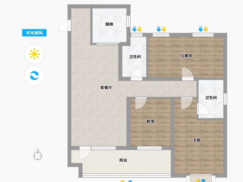 山东省-青岛市-和达和园-94.40-户型库-采光通风