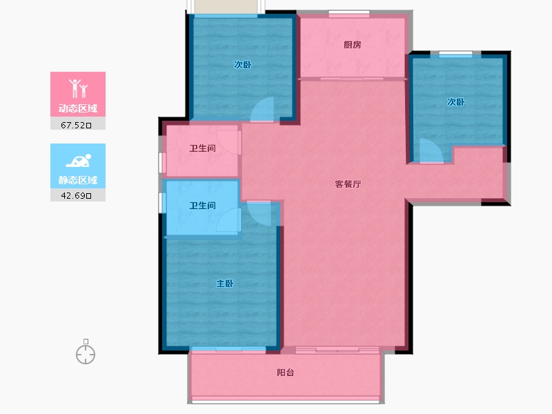 湖南省-长沙市-中铁逸园-99.85-户型库-动静分区