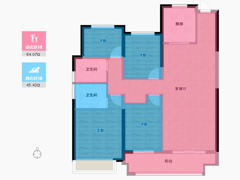 湖南省-长沙市-中海阅麓山-98.43-户型库-动静分区