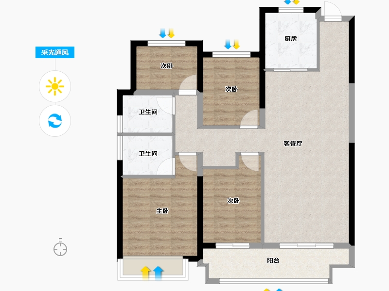 湖南省-长沙市-中海阅麓山-98.43-户型库-采光通风