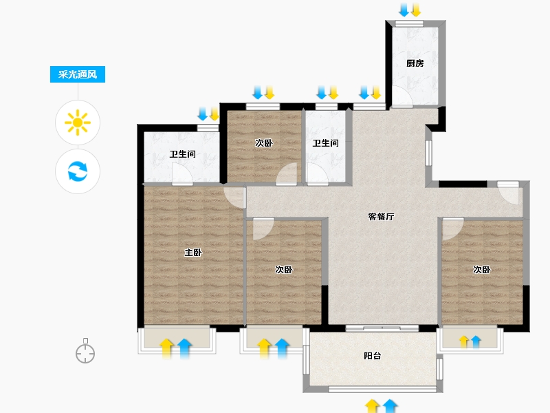 湖南省-长沙市-中梁云麓传奇-113.06-户型库-采光通风