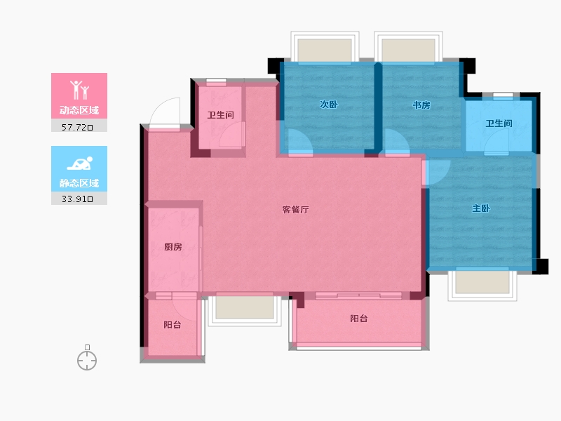 重庆-重庆市-中建御湖壹号-81.44-户型库-动静分区