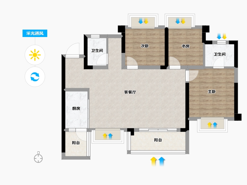 重庆-重庆市-中建御湖壹号-81.44-户型库-采光通风