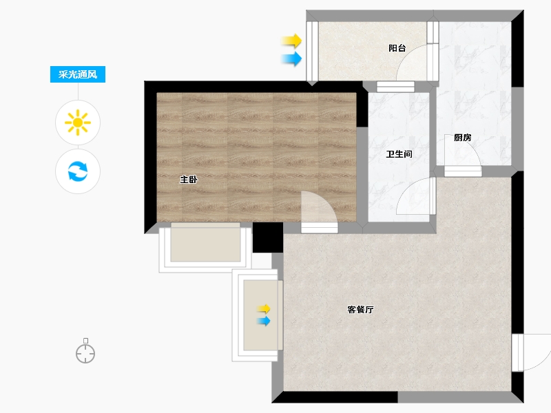 四川省-成都市-华阳南湖国际-46.00-户型库-采光通风