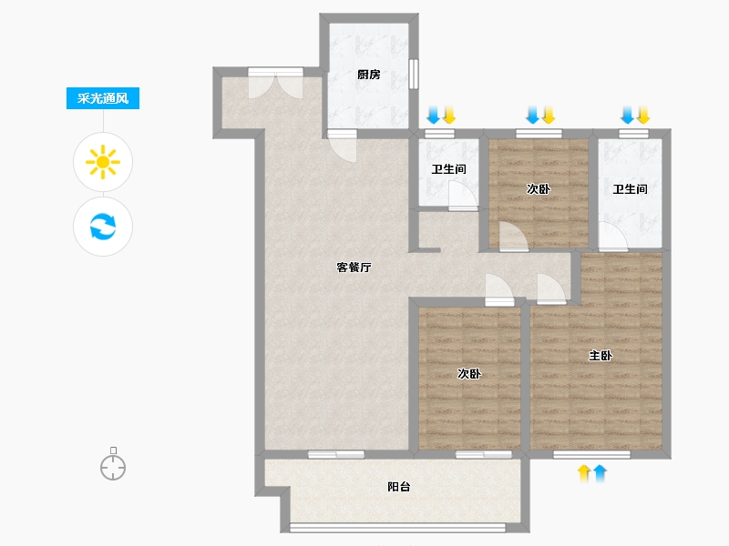 山东省-菏泽市-玖璋台-109.00-户型库-采光通风