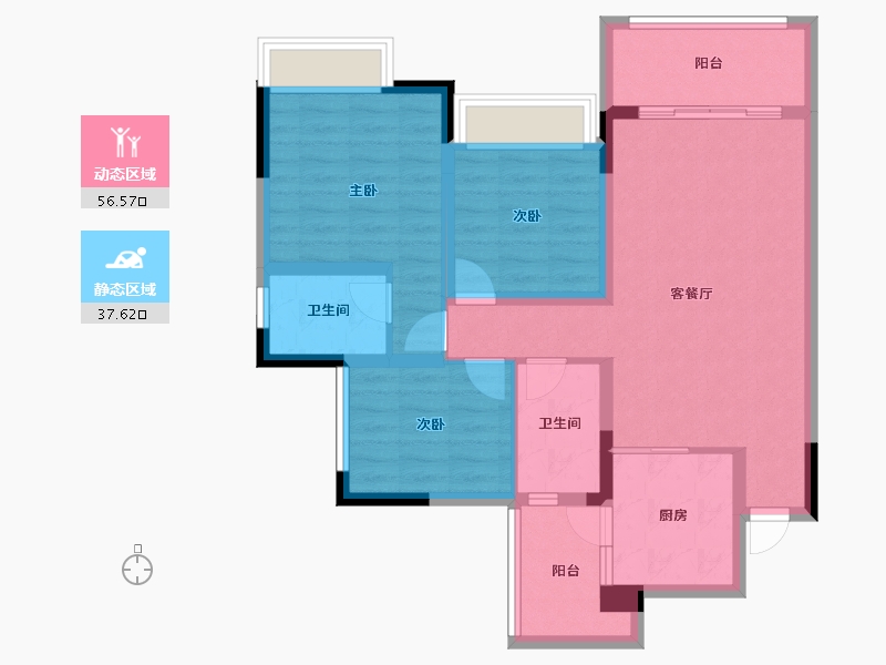 四川省-成都市-坤力柳河左岸-82.69-户型库-动静分区