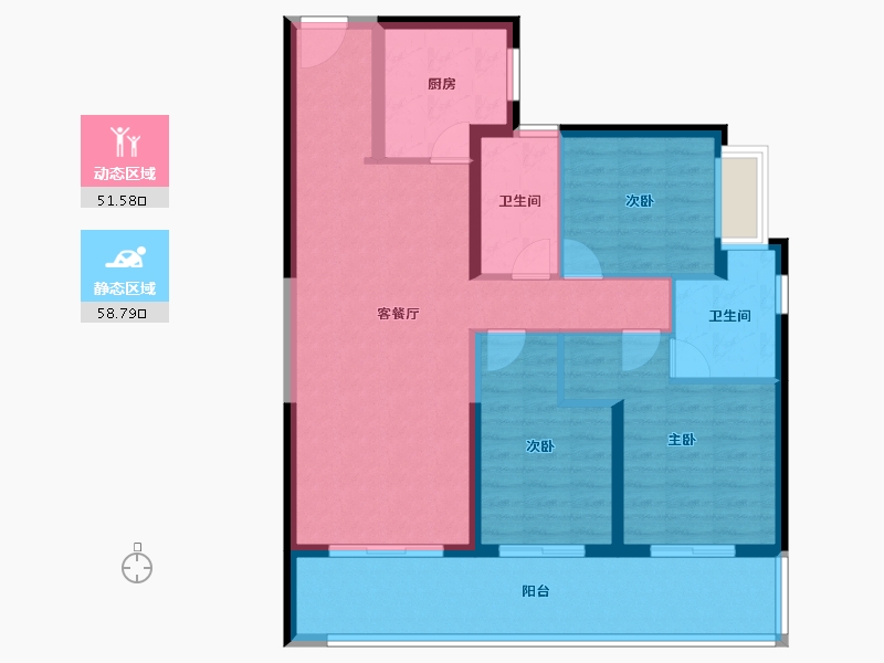 云南省-昆明市-龙湖山海原著御景-99.05-户型库-动静分区