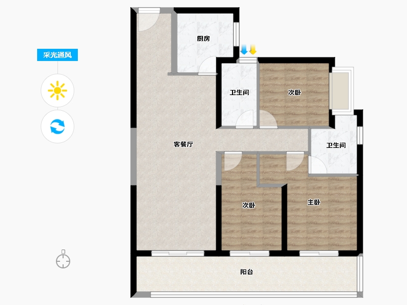 云南省-昆明市-龙湖山海原著御景-99.05-户型库-采光通风