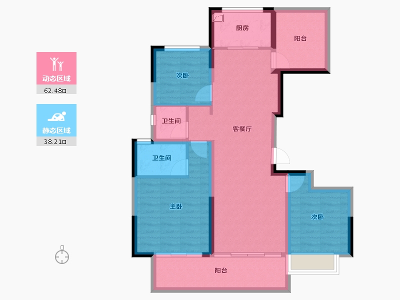 湖南省-长沙市-保利恒伟·时光印象-89.89-户型库-动静分区