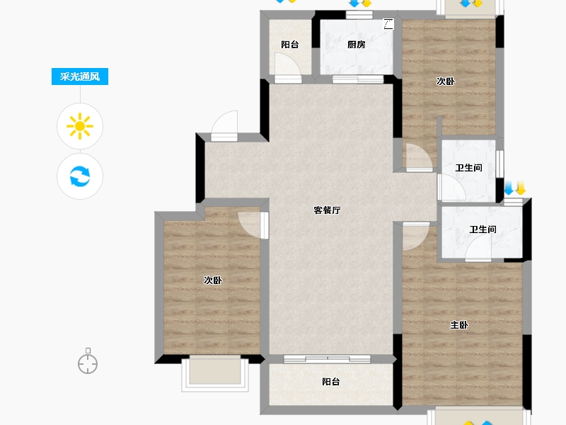 四川省-成都市-人居蜀澜峰荟-91.18-户型库-采光通风