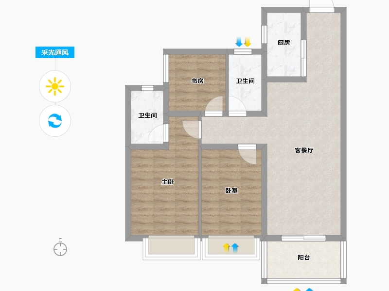 云南省-昆明市-金地商置昆悦-78.67-户型库-采光通风