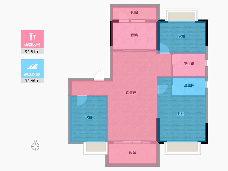 湖南省-长沙市-碧桂园·荟隽棠-88.73-户型库-动静分区