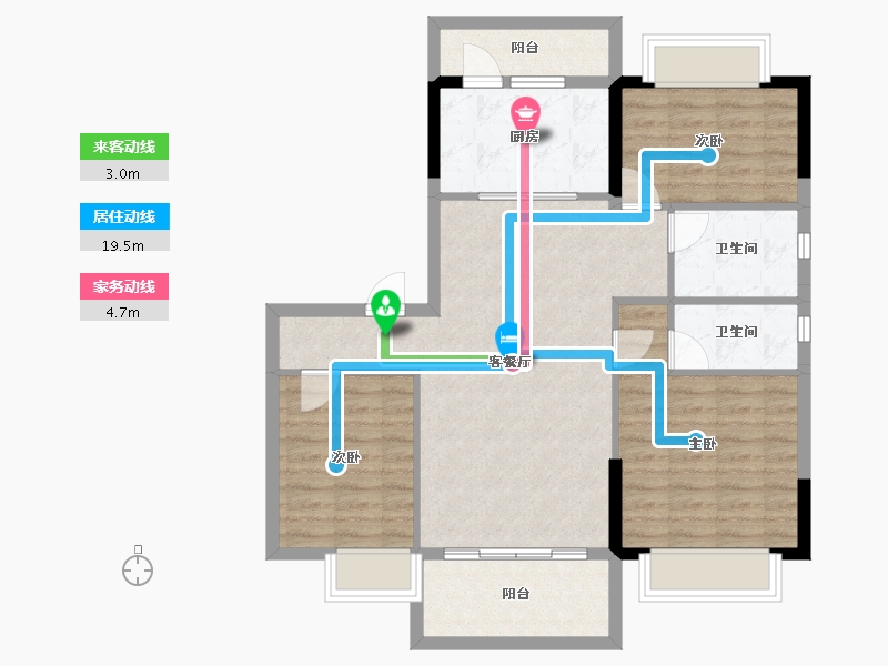 湖南省-长沙市-碧桂园·荟隽棠-88.73-户型库-动静线