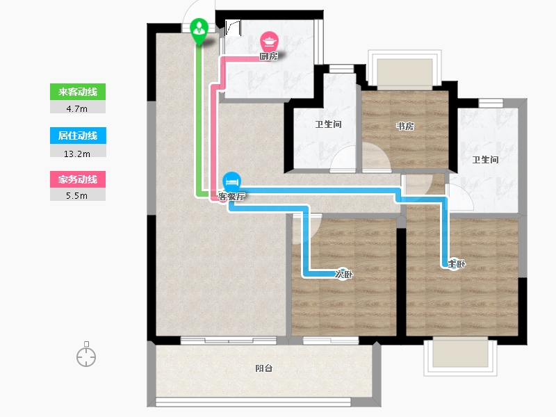 江苏省-无锡市-香逸玺悦-77.60-户型库-动静线