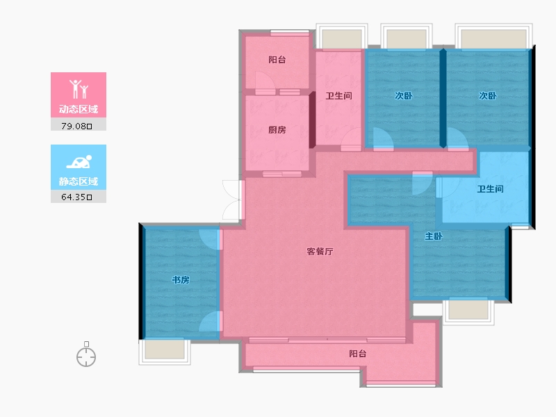 重庆-重庆市-香港置地云山岳-127.29-户型库-动静分区