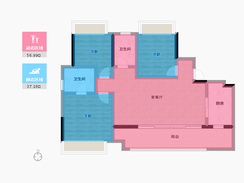 重庆-重庆市-香港置地云山岳-83.04-户型库-动静分区