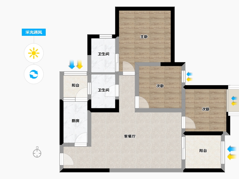 四川省-成都市-正坤悦澜庭-73.83-户型库-采光通风