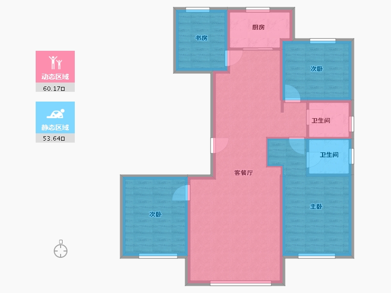 内蒙古自治区-包头市-建华左岸中心-128.00-户型库-动静分区