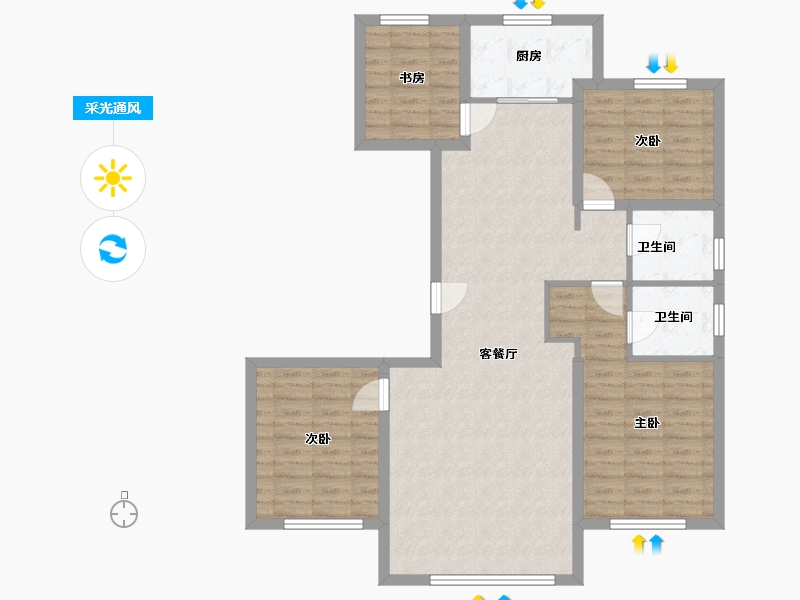 内蒙古自治区-包头市-建华左岸中心-128.00-户型库-采光通风