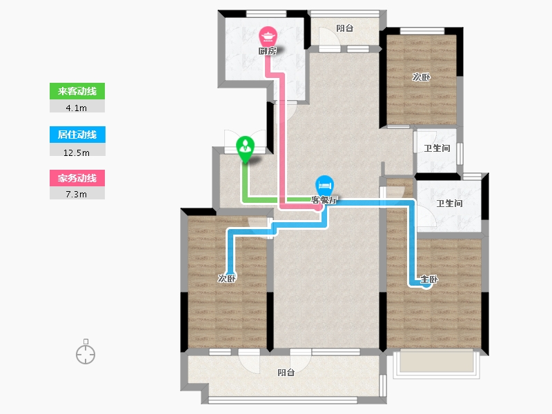 山东省-烟台市-香逸中央-111.20-户型库-动静线