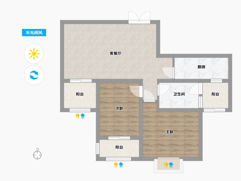 安徽省-淮北市-状元府邸-72.00-户型库-采光通风