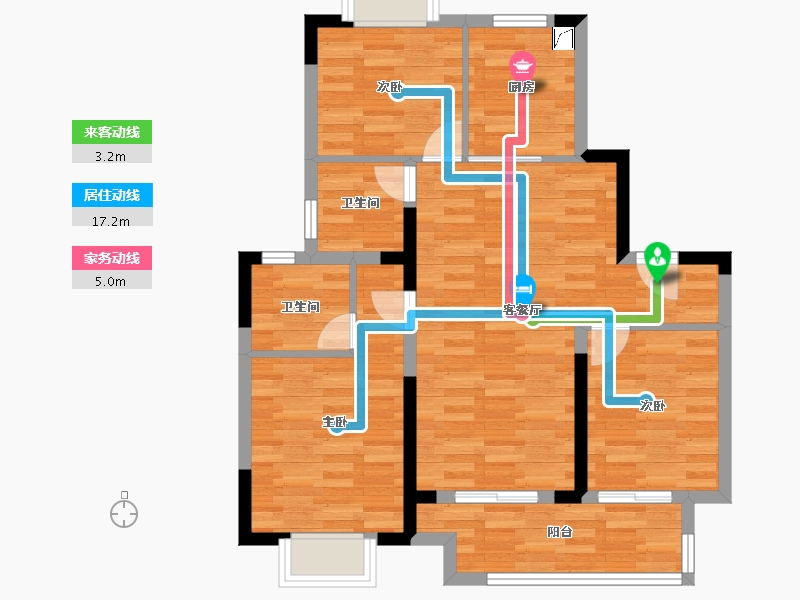 江苏省-无锡市-香逸澜园-76.80-户型库-动静线