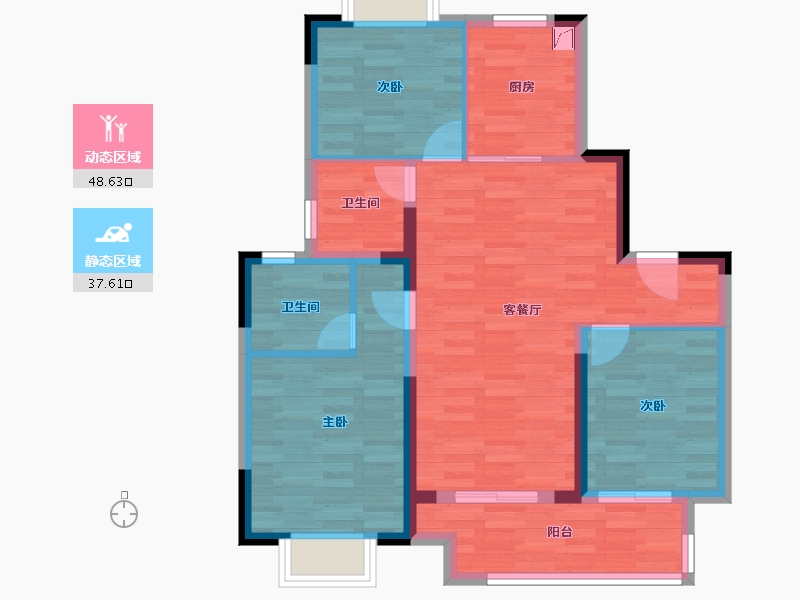 江苏省-无锡市-香逸澜园-76.80-户型库-动静分区