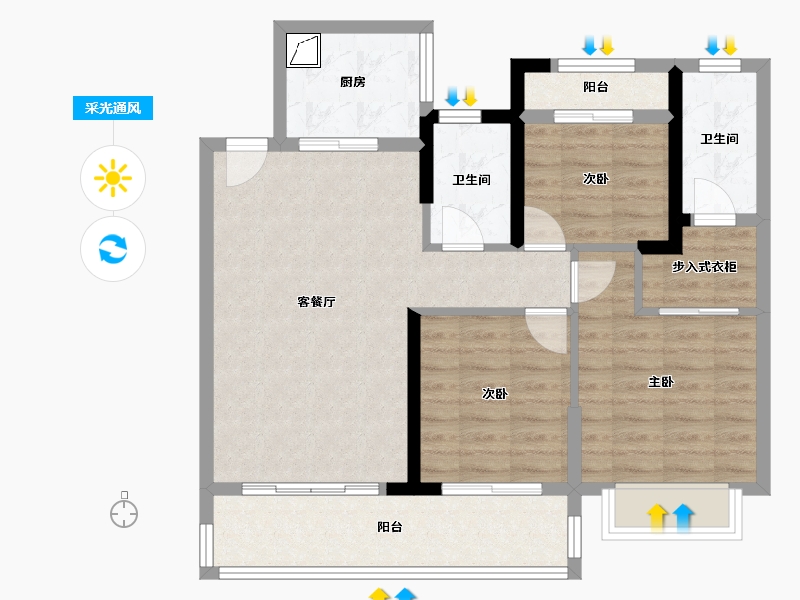 福建省-龙岩市-宏地宏盛园-90.00-户型库-采光通风