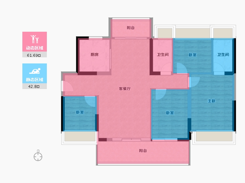 广东省-惠州市-碧桂园伴山云境花园-94.17-户型库-动静分区