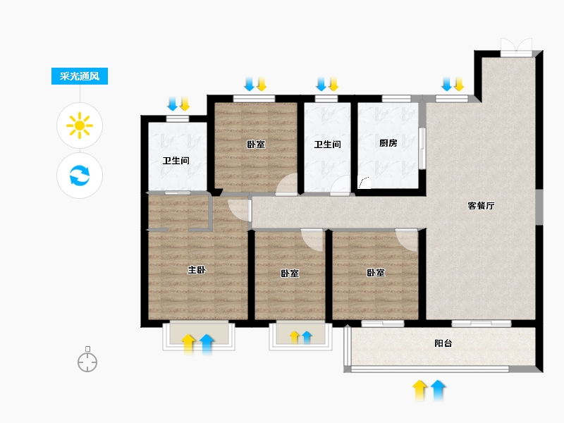 湖北省-武汉市-中建星光城-111.20-户型库-采光通风