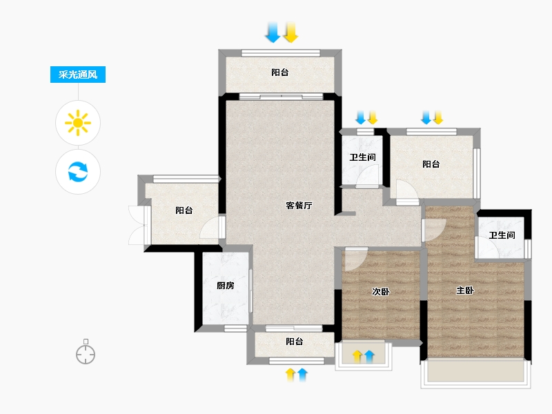 广东省-惠州市-半岛1号-84.00-户型库-采光通风