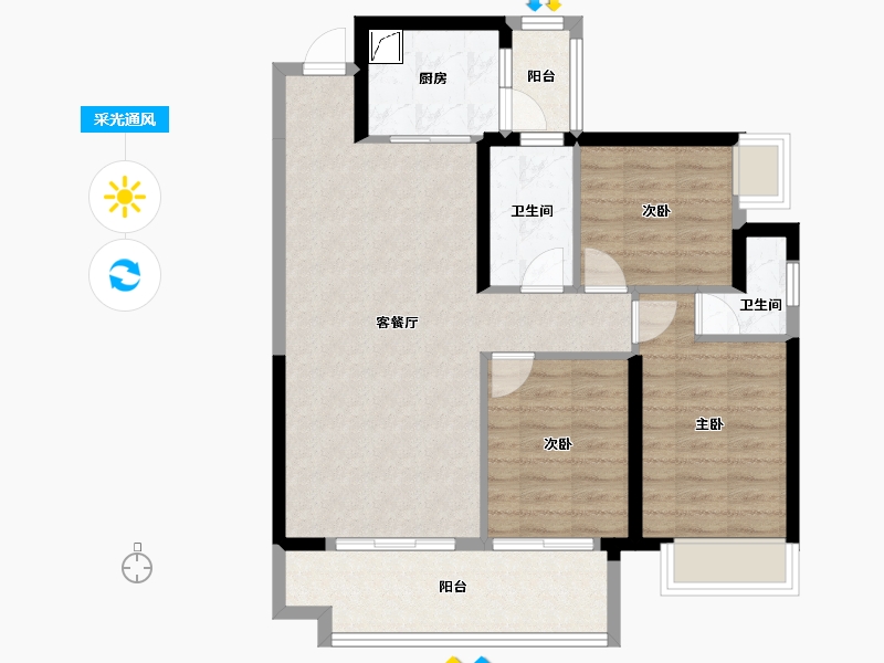 广西壮族自治区-南宁市-中路雅苑-90.00-户型库-采光通风