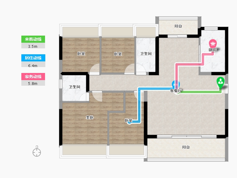 广东省-惠州市-碧桂园伴山云境花园-110.69-户型库-动静线