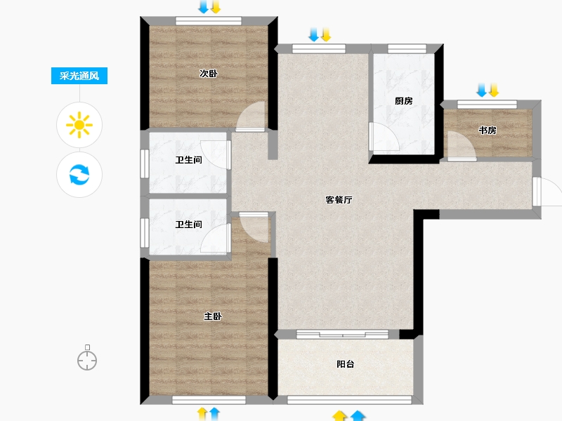 湖北省-十堰市-芳华里-98.00-户型库-采光通风