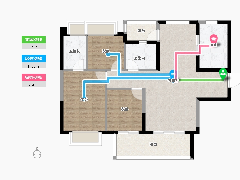 云南省-昆明市-招商公园大道央璟-89.34-户型库-动静线