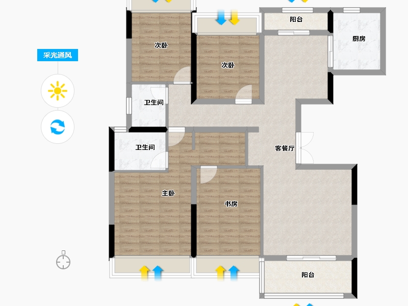 四川省-成都市-新希望锦麟府-118.40-户型库-采光通风