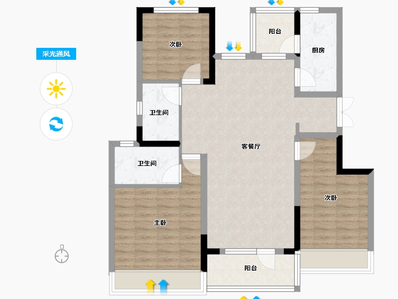 四川省-成都市-电建地产长运东安-92.88-户型库-采光通风