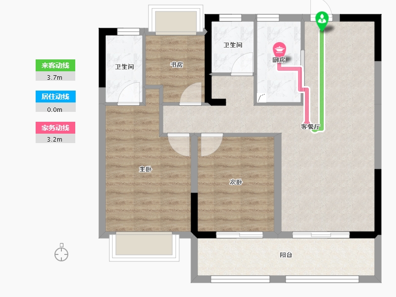 四川省-成都市-富元君庭-76.16-户型库-动静线