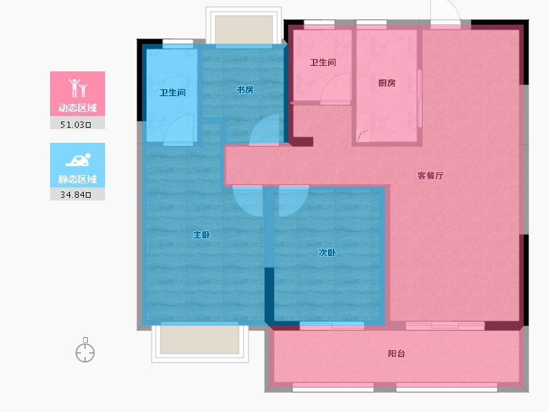 四川省-成都市-富元君庭-76.16-户型库-动静分区