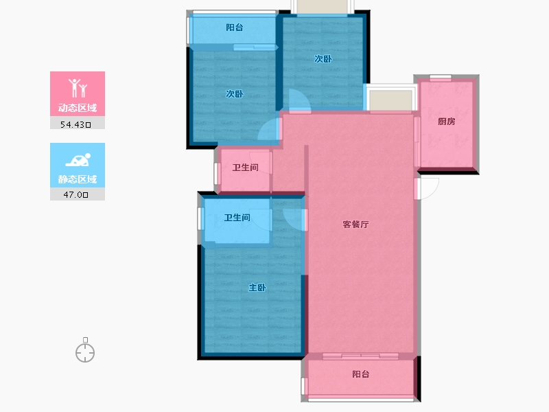 湖北省-武汉市-武汉中国健康谷-90.46-户型库-动静分区