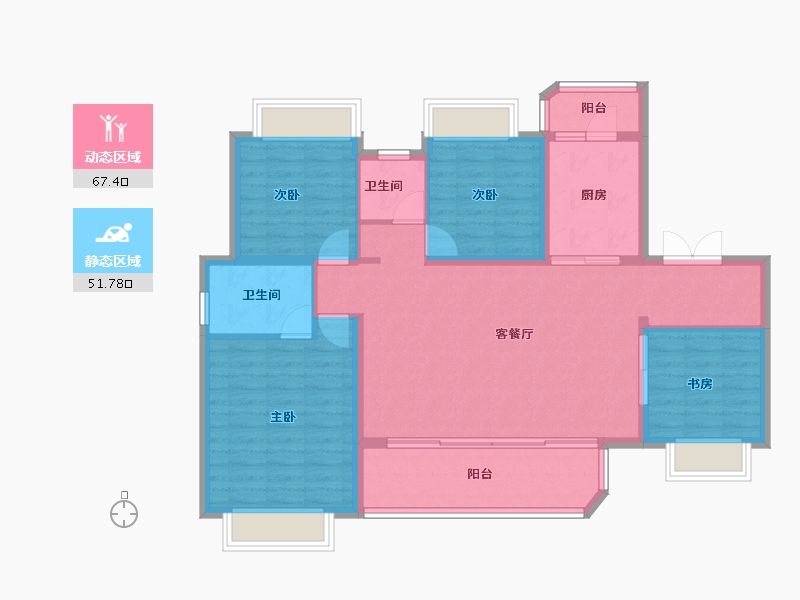 四川省-成都市-蓝光未来-107.96-户型库-动静分区